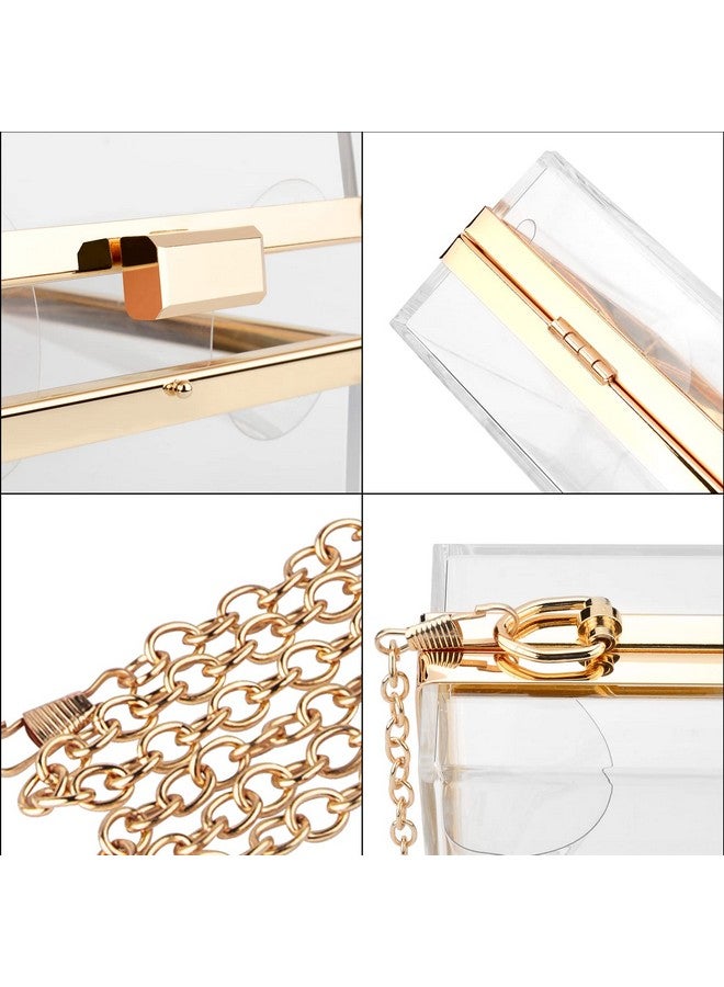 Linkidea Women Clear Purse Acrylic Box Evening Clutch Bag Transparent Lady Wedding Party Shoulder Crossbody Handbag With Replacement Chain Strap 2 Packs - Image 3