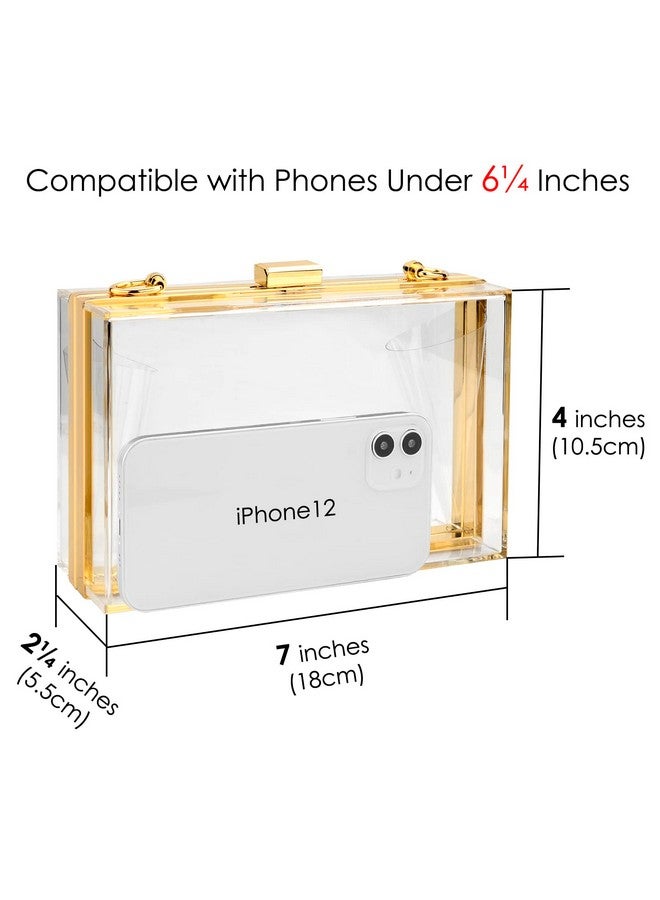 Linkidea Women Clear Purse Acrylic Box Evening Clutch Bag Transparent Lady Wedding Party Shoulder Crossbody Handbag With Replacement Chain Strap 2 Packs - Image 5