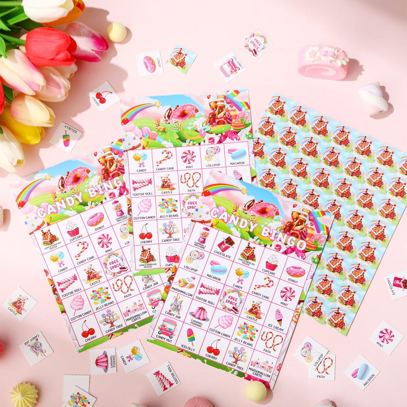 Shappy 35 Pieces Candy Bingo Games 24 Players Candy Party Favors Ice Cream Donut Lollipop Bingo Cards for Sweet Birthday Holiday Party Games Gifts Supplies - Image 4