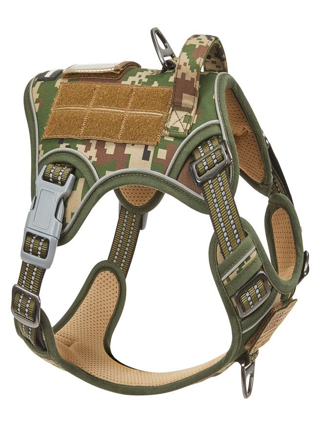 BUMBIN Tactical Dog Harness for Medium Dogs No Pull, Famous TIK Tok No Pull Dog Harness, Fit Smart Reflective Pet Walking Harness for Training, Adjustable Dog Vest Harness with Handle Forest Camo M - Image 1