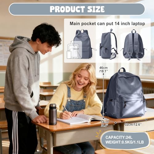 VECAVE School Backpack BluePurple Waterproof Bookbag Casual Lightweight Travel Rucksack Daypack Backpacks for Men Women College High School Bags backpack for Boys Girls Teens - Image 2