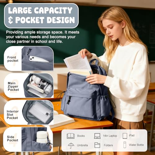 VECAVE School Backpack BluePurple Waterproof Bookbag Casual Lightweight Travel Rucksack Daypack Backpacks for Men Women College High School Bags backpack for Boys Girls Teens - Image 3