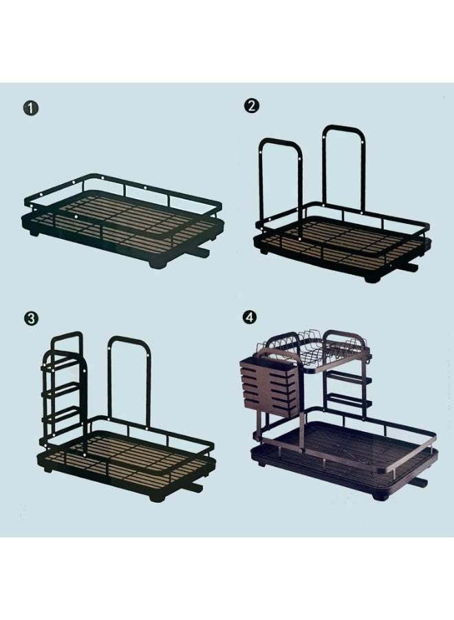 Toshionics 3 Tier Dish Drying Rack Over Sink T114614 – Large Stainless Steel Dish Rack with Utensil Holder & Draining Tray, Adjustable Water Spout, Rustproof Kitchen Organizer for Plates, Bowls, Cups & Cutlery, Countertop Storage Rack, White - Image 4
