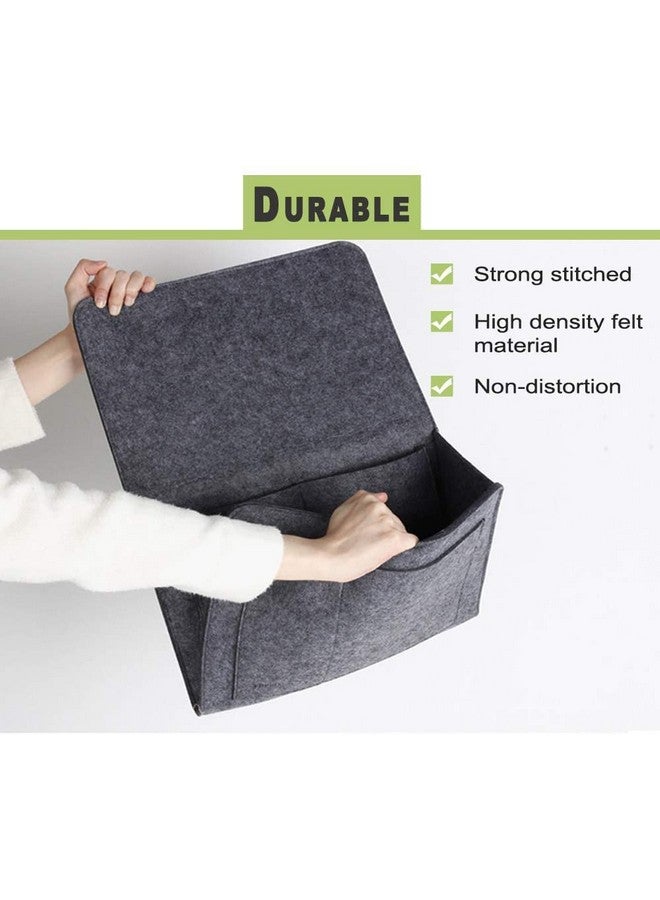 GREENSHEEP Acrylic Bedside Caddy Essentials Pocket Hanging Storage Organizer, Sofa Side Hanger Holder Bag For Dorm, Tv Remote Control, Phones, Magazines, Tablets, Dark Grey, Bag Organisers - Image 4