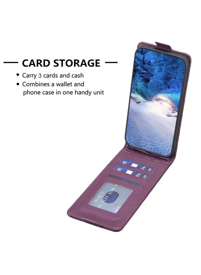 BURAQ Case Cover For Samsung Galaxy A31 Diamond Lattice Vertical Flip Leather Phone Case(Dark Purple) - Image 5