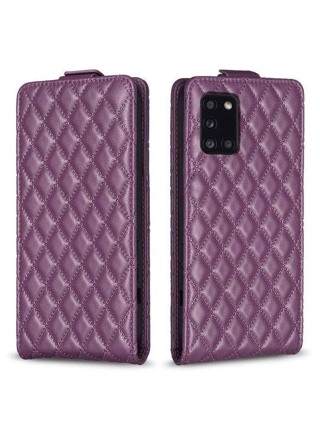 BURAQ Case Cover For Samsung Galaxy A31 Diamond Lattice Vertical Flip Leather Phone Case(Dark Purple) - Image 1