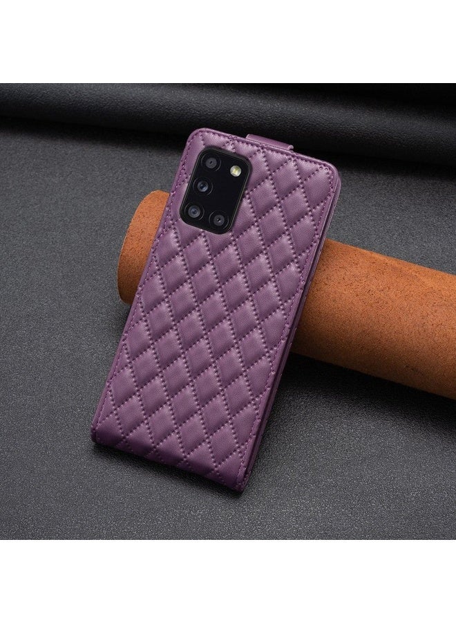 BURAQ Case Cover For Samsung Galaxy A31 Diamond Lattice Vertical Flip Leather Phone Case(Dark Purple) - Image 3