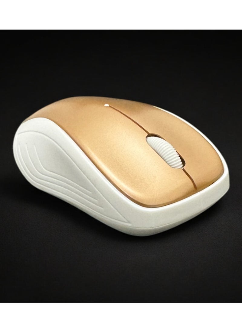 Office Gift Set for Staff or Friends with Thermal Bottle Wireless Mouse Notebook Pen and Card Holder in Gold Finish