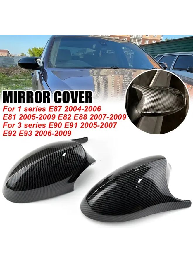 Exterior Mirrors For BMW Old Models 1 Series E81 2005-2009 E87 2004-2006 E82 E88 2007-2009 3 Series E90 E91 2005-2007 E92 E93 2006-2009 Bull Horn Rearview Mirror Shell Carbon Pattern Black - Image 1