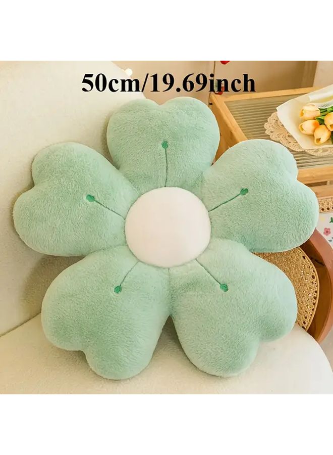 Green Soft Plush Daisy Throw Pillow 50cm Floral Cushion for Sofa Bed Chair Decor - Image 1