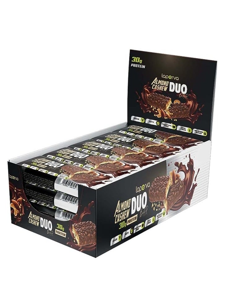 Laperva Protein Bar - laperva Almond Cashew Duo - High Protein, Nutritious Snacks to Support Energy, Low Sugar, Vegetarian, Keto Friendly (Almond Cashew Duo - 18 x 90gm)  - Image 1