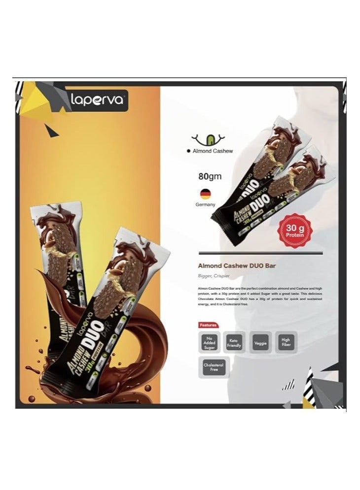 Laperva Protein Bar - laperva Almond Cashew Duo - High Protein, Nutritious Snacks to Support Energy, Low Sugar, Vegetarian, Keto Friendly (Almond Cashew Duo - 18 x 90gm)  - Image 3