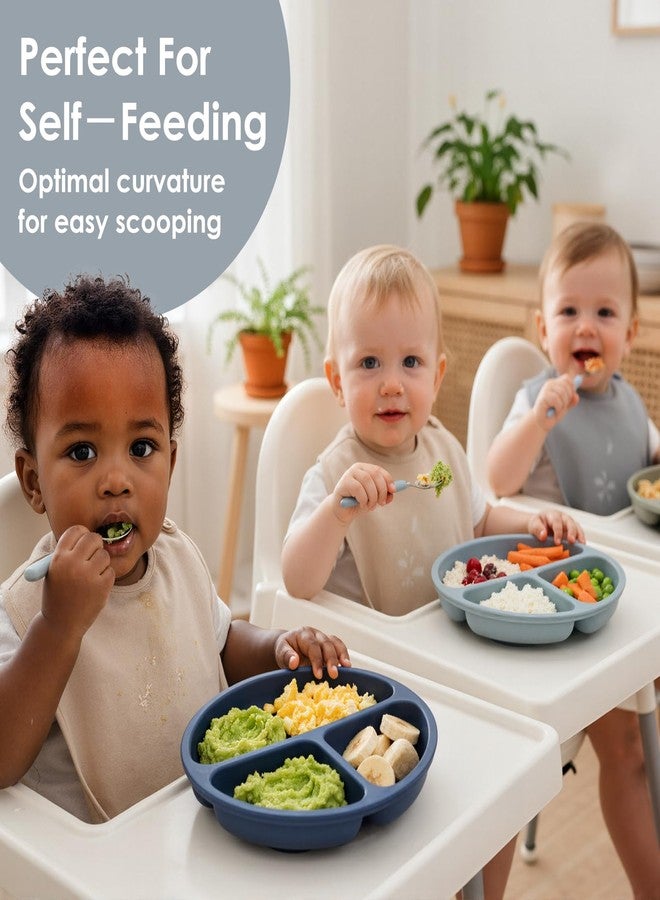 Tiny Marvels Baby Plates 3 Pack, 100% Food Grade Silicone Toddler Plates, Divided Baby Suction Plates, Non-Slip Toddler Plate Set, Baby Led Weaning Supplies, Microwave & Dishwasher Safe - Image 2