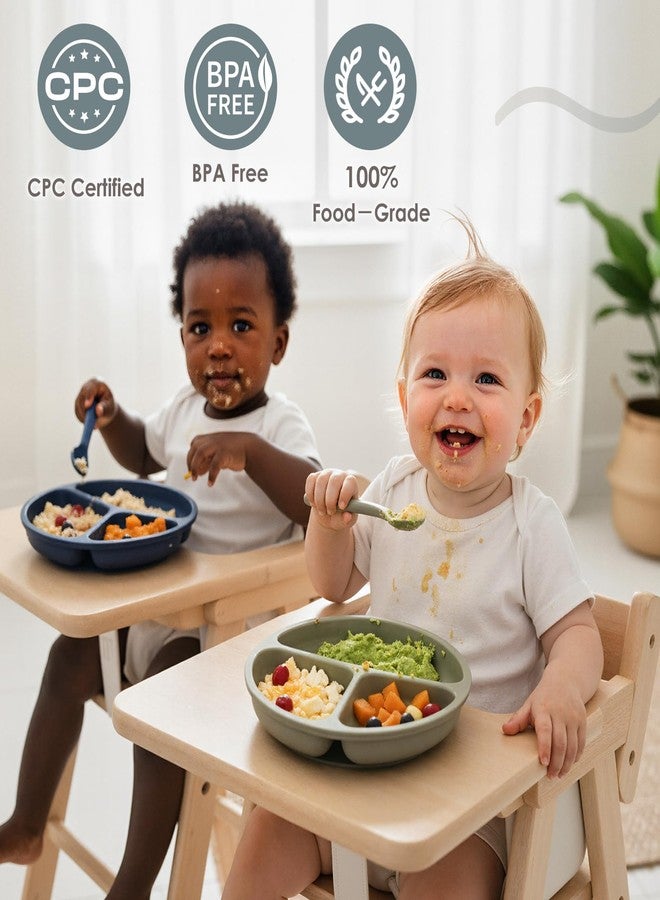 Tiny Marvels Baby Plates 3 Pack, 100% Food Grade Silicone Toddler Plates, Divided Baby Suction Plates, Non-Slip Toddler Plate Set, Baby Led Weaning Supplies, Microwave & Dishwasher Safe - Image 5