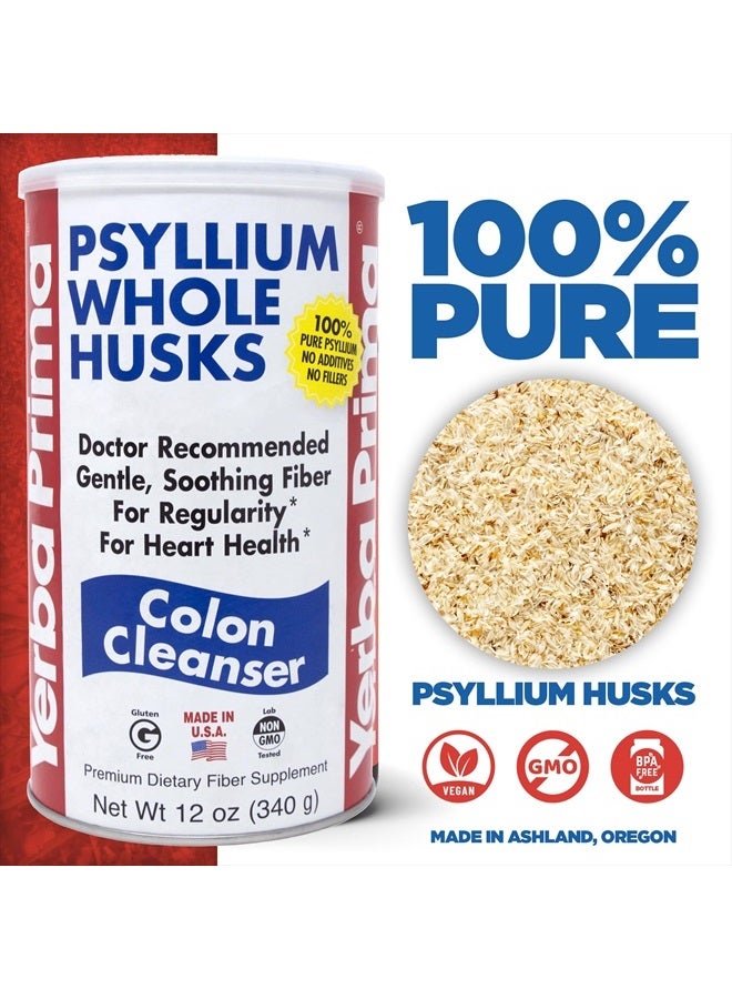 Yerba Prima Psyllium Whole Husks, Colon Cleanser 12 oz (Pack of 2) - All Natural Dietary Fiber, Pure Premium Psyllium, Lab-Tested Non-GMO, Gluten-Free Fiber, Made in The USA - Image 2