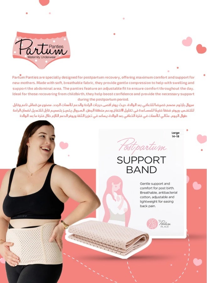 Partum Panties Postpartum Support Band Adjustable Pelvic & Abdominal Support Comfortable Compression for Recovery Breathable Mesh & Elastic Fabric Large Nude  - Image 4