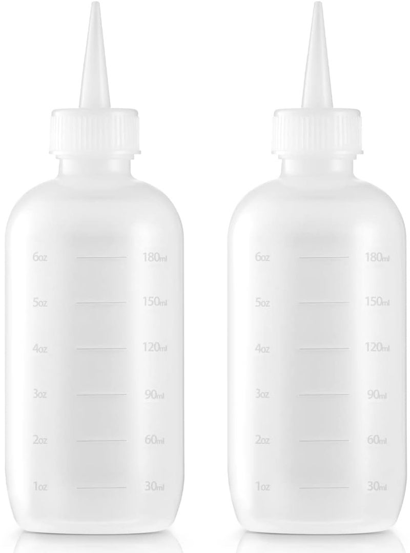 Bar5F 6-Ounce Applicator Bottles for Hair Color, Squeeze Bottle with Measuring Scale, Scalp Oil Perm Treatment, Translucent (Pack of 2) - Image 1