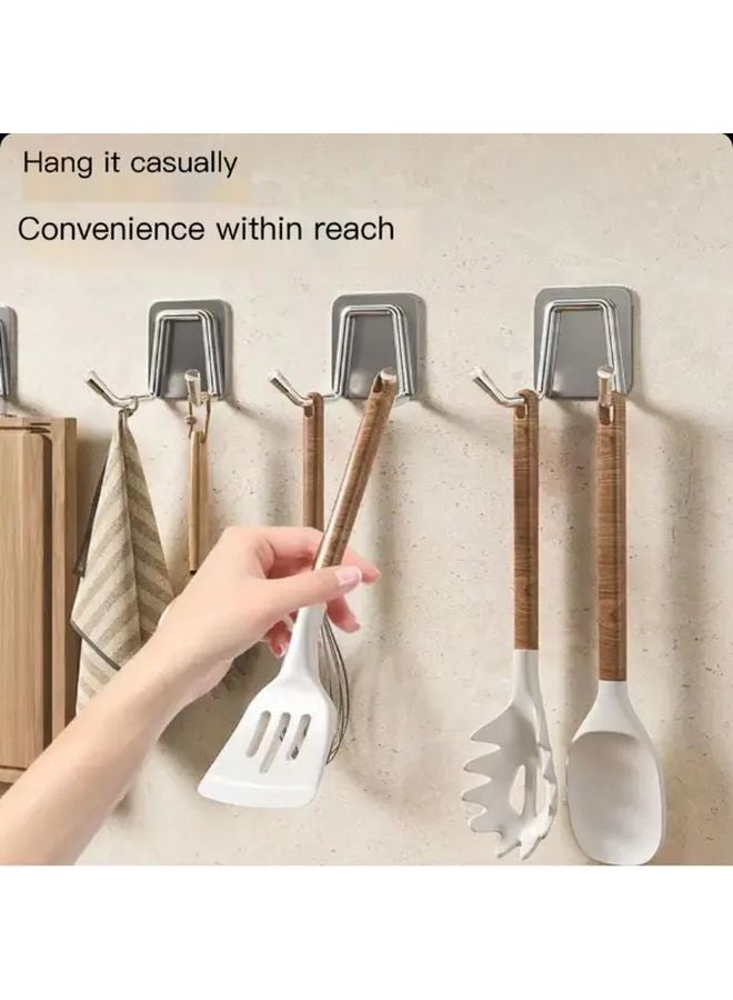 2Pcs Black No Drill Adhesive Wall Hooks Heavy Duty Removable Kitchen Bathroom - Image 2