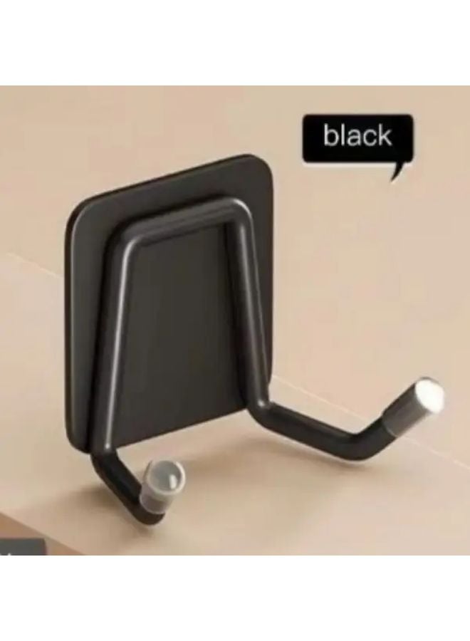 2Pcs Black No Drill Adhesive Wall Hooks Heavy Duty Removable Kitchen Bathroom - Image 1