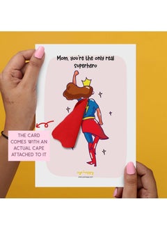 Oye Happy Oye Happy - Super Mom Cape Card - Cute Greeting Card for Mom - A5 Size - Real Superhero Theme  - Image 4