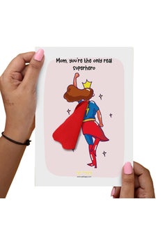 Oye Happy Oye Happy - Super Mom Cape Card - Cute Greeting Card for Mom - A5 Size - Real Superhero Theme  - Image 1