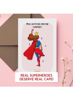 Oye Happy Oye Happy - Super Mom Cape Card - Cute Greeting Card for Mom - A5 Size - Real Superhero Theme  - Image 3
