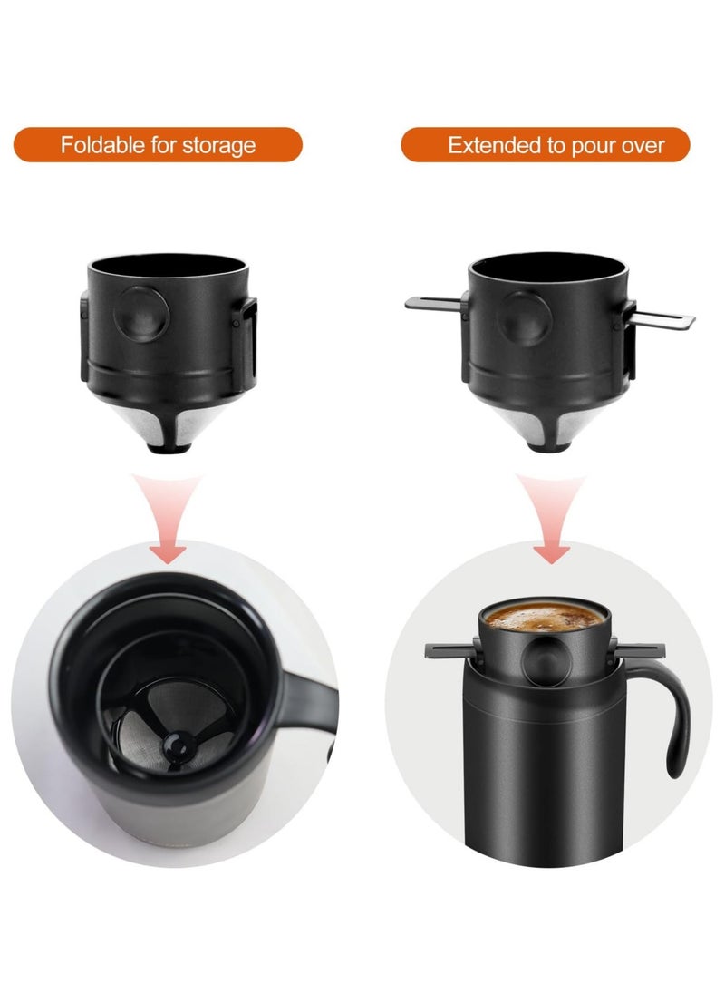 16oz Camping Coffee Maker Pour Over Coffee Maker Set，Camp Pour Over Set，Portable Coffee Kit for Travel, Camping, Offices, Backpacking