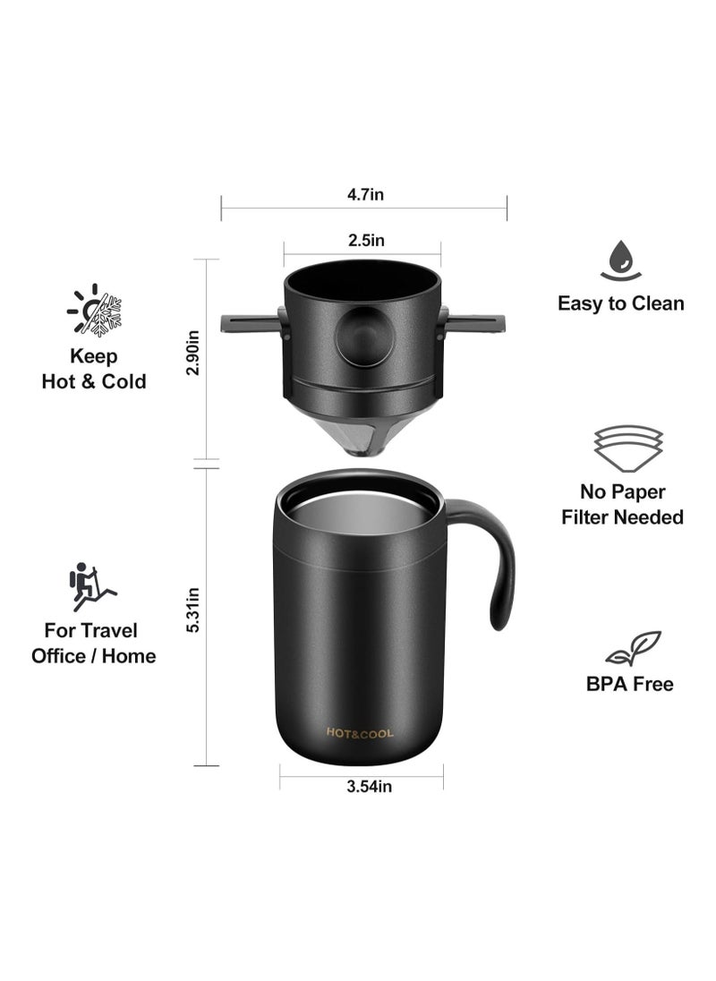 16oz Camping Coffee Maker Pour Over Coffee Maker Set，Camp Pour Over Set，Portable Coffee Kit for Travel, Camping, Offices, Backpacking