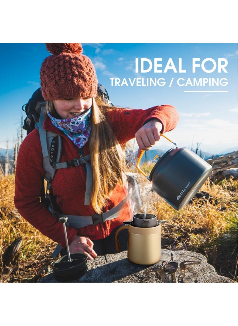 16oz Camping Coffee Maker Pour Over Coffee Maker Set，Camp Pour Over Set，Portable Coffee Kit for Travel, Camping, Offices, Backpacking