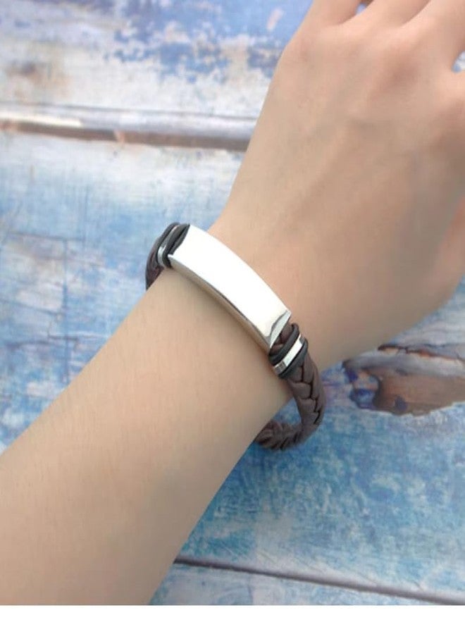 M Men Style أساور جلدية مضفرة من تصميم جاي سيا رام للرجال والنساء، مزودة بمشبك مغناطيسي، سوار أصلي، سوار معصم، سوار عتيق، مجوهرات صداقة للأزواج SBr2024228 - Image 5