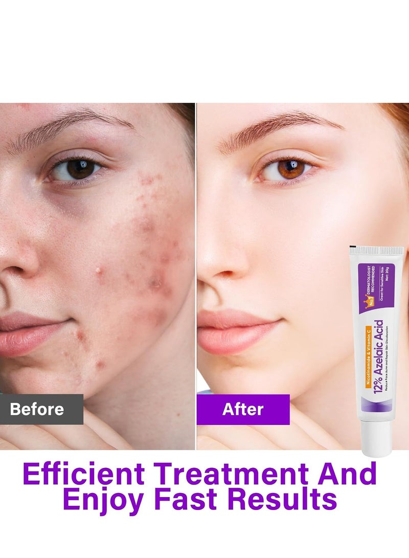 Azelaic Acid Serum, Booster 12% Azelaic Acid Cream, Hyaluronic Acid Serum & Niacinamide for Face, Facial Cream, Balance Excess Sebum,Smoothing Skin and Blemish,Pore Cleansing 1pcs - Image 3