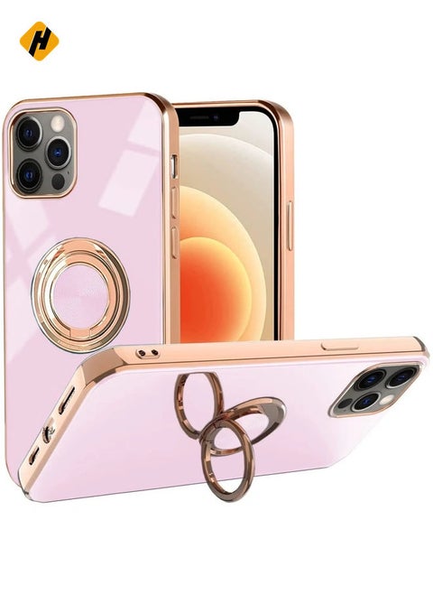 Design for iPhone 14 Pro Max Case, Soft TPU Edge Plating 360 Degree Rotation Ring Holder Kickstand Protective Anti-Scratch Cover Work