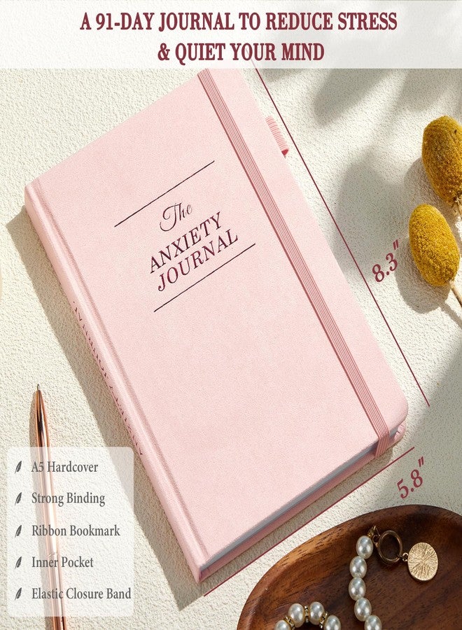 JUBTIC Guided Anxiety Journal - Guided CBT Journal with Prompts for Self Care & Stress Relief, Cognitive Behavioral Therapy Mental Health Journal - Wellness Gifts for Women Men(A5 Pink) - Image 2