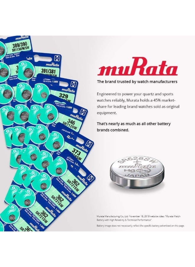 Murata Watch Battery SR721SW 362, Silver Oxide, 1.55V, Pack of 5 - Image 3