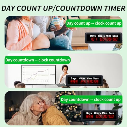 YZ Digital 999 Days Countdown Timer, Count Up/Count Down Clock with Remote, 12/24 Hour Real Time, Event Countdown Clock Large Display, Countdown Calendar for Retirement/Pregnancy/Birthday/Christmas - Image 4