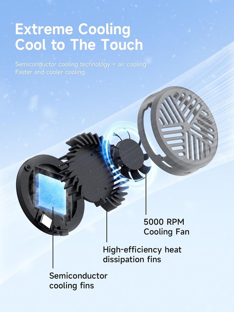 Hagibis Magnetic Cell Phone Cooler Ultrathin Cooling Fan Portable Lightweight Mobile Phone Radiator for iPhone 15 Pro Max, MagSafe Series, iPad Pro, Android, Tablet (Grey) - Image 2
