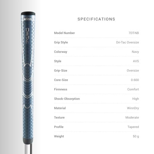 Winn Grips Dri-Tac 13 Piece Oversize (+1/8") Navy Blue Golf Grip Bundle - Image 3