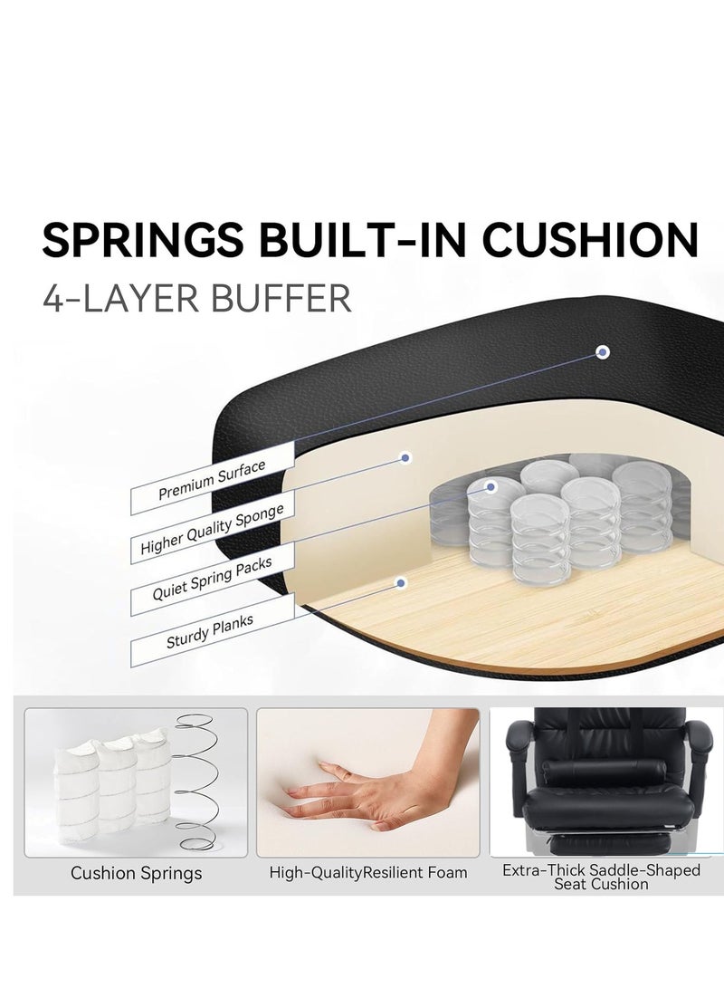 ZUIHAO High Back Executive Office Chair- Ergonomic Home Computer Desk Leather Chair Adjustable Height Reclining Swivel Chair with Footrest - Image 3