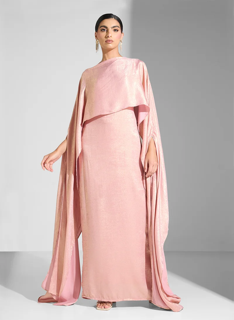 Golden Apple Blouson Overlay Column Dress