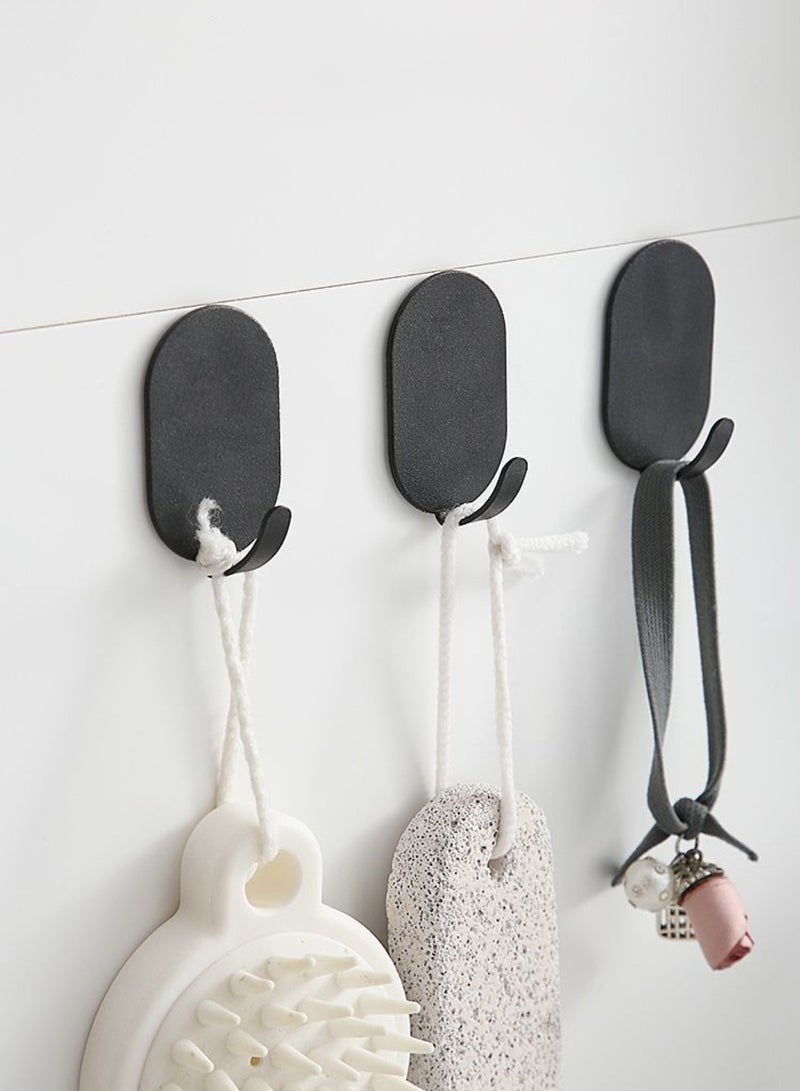 10 Pcs Heavy Duty Oval Adhesive Towel Hooks Stick on Towel Hanger Wall Holder Waterproof Stainless Steel Sticky Hooks for Hanging Bathroom Kitchen Home 5x3.2 cm Black - Image 1