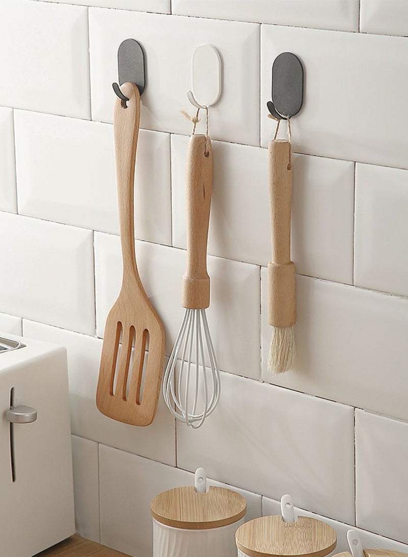 10 Pcs Heavy Duty Oval Adhesive Towel Hooks Stick on Towel Hanger Wall Holder Waterproof Stainless Steel Sticky Hooks for Hanging Bathroom Kitchen Home 5x3.2 cm Black - Image 2