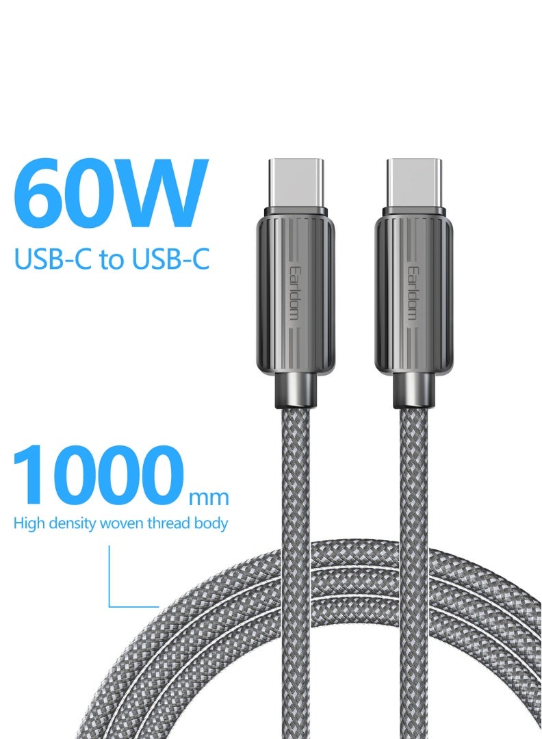 Earldom USB-C to USB-C Fast Charging Cable 60W 1M Black - Image 5