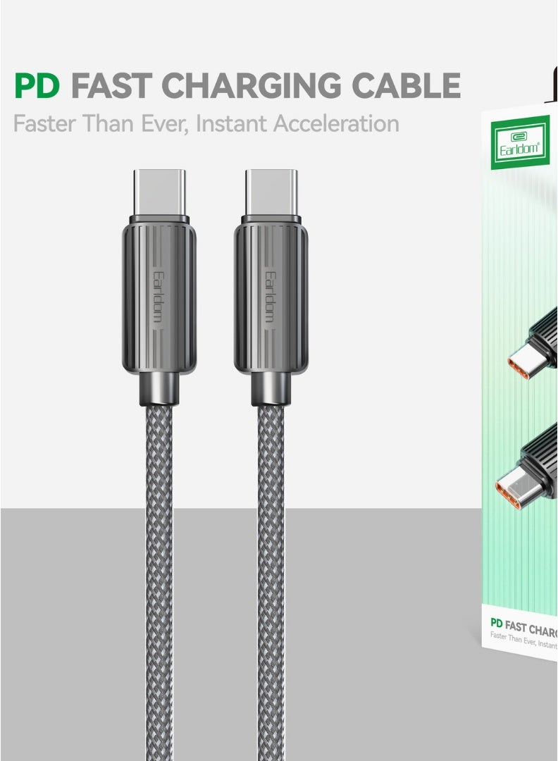 Earldom USB-C to USB-C Fast Charging Cable 60W 1M Black - Image 4