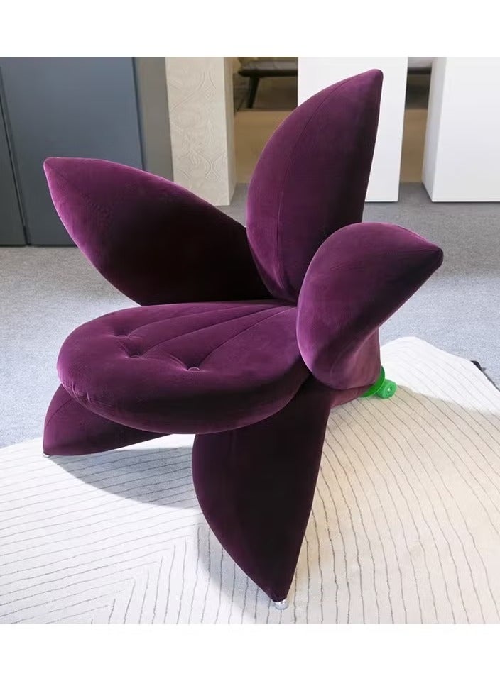 كرسي بذراعين من المخمل الأرجواني مع تصميم زهري لتناول الطعام في المنزل أو فندق غرفة المعيشة أريكة