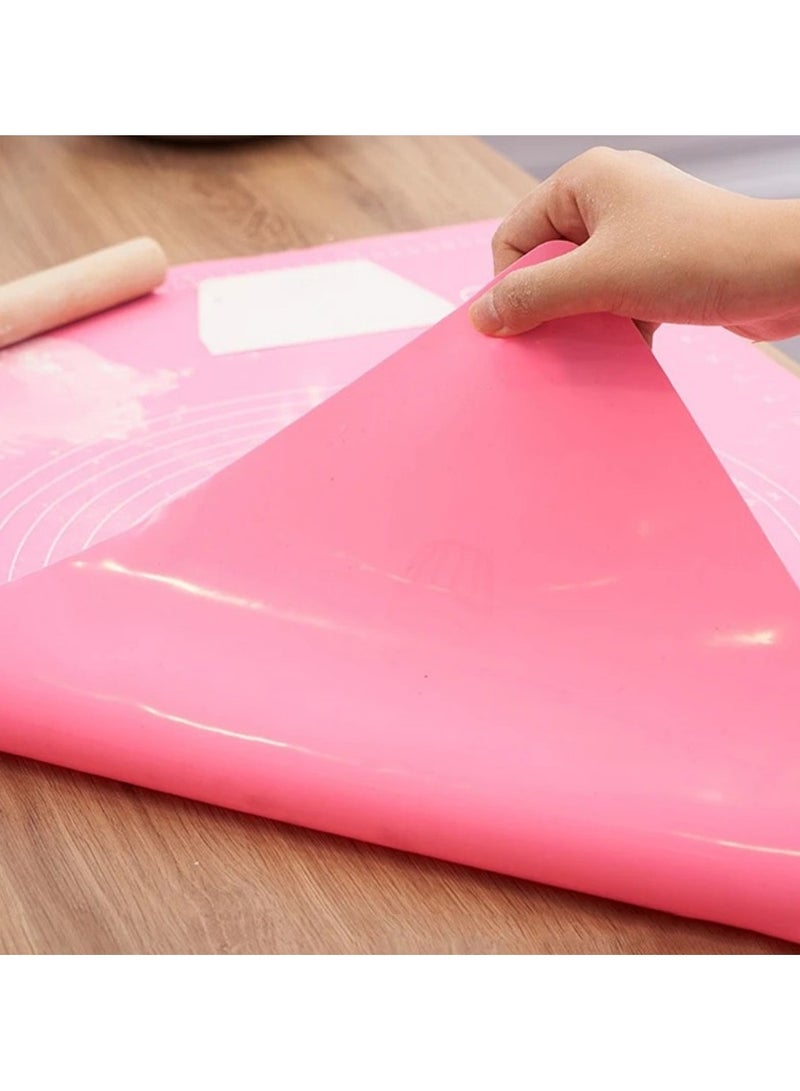 حصيرة خَبز سيليكون، وسادة خَبز سيليكون، وسادة خَبز سيليكون، صانعة عجين بقياساتها، حصيرة لفّ معجنات غير قابلة للانزلاق وغير لاصقة للمطبخ، وردي، 50 × 40 سم - Image 5