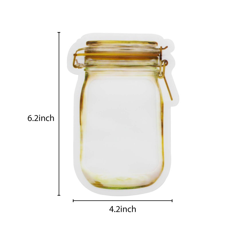 anGrace Mason Jar Bags Yellow, 20 Pcs Reusable Airtight Seal Food Storage Bags Leak-Proof Saver Bags for Travel Camping - Image 2