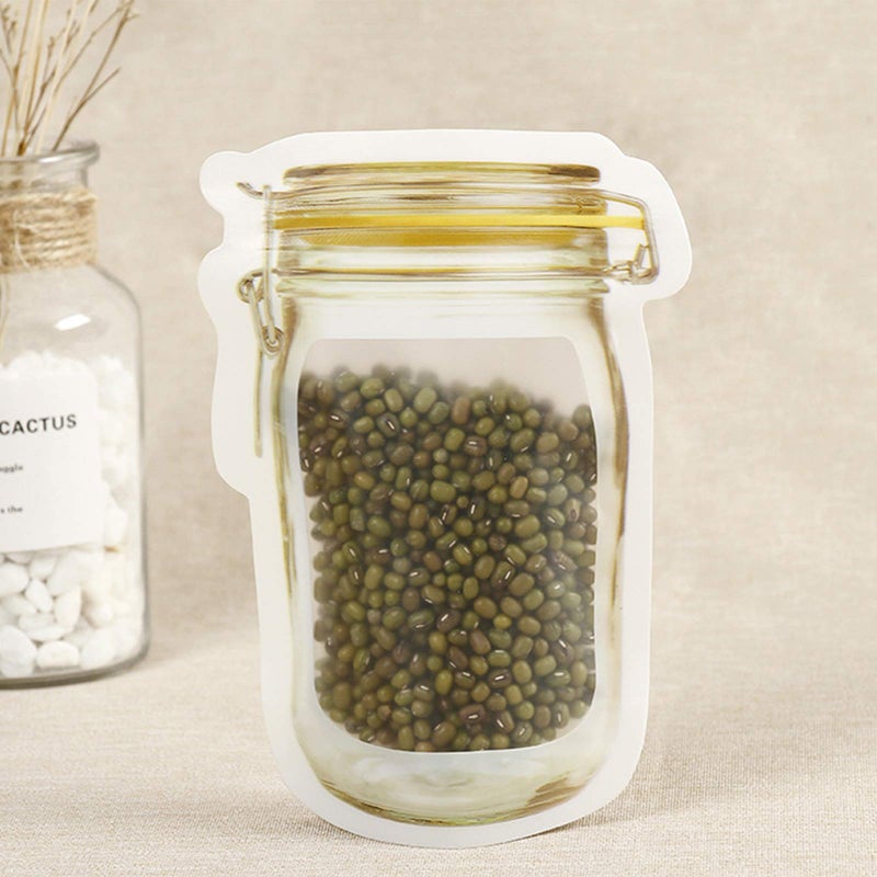 anGrace Mason Jar Bags Yellow, 20 Pcs Reusable Airtight Seal Food Storage Bags Leak-Proof Saver Bags for Travel Camping - Image 3