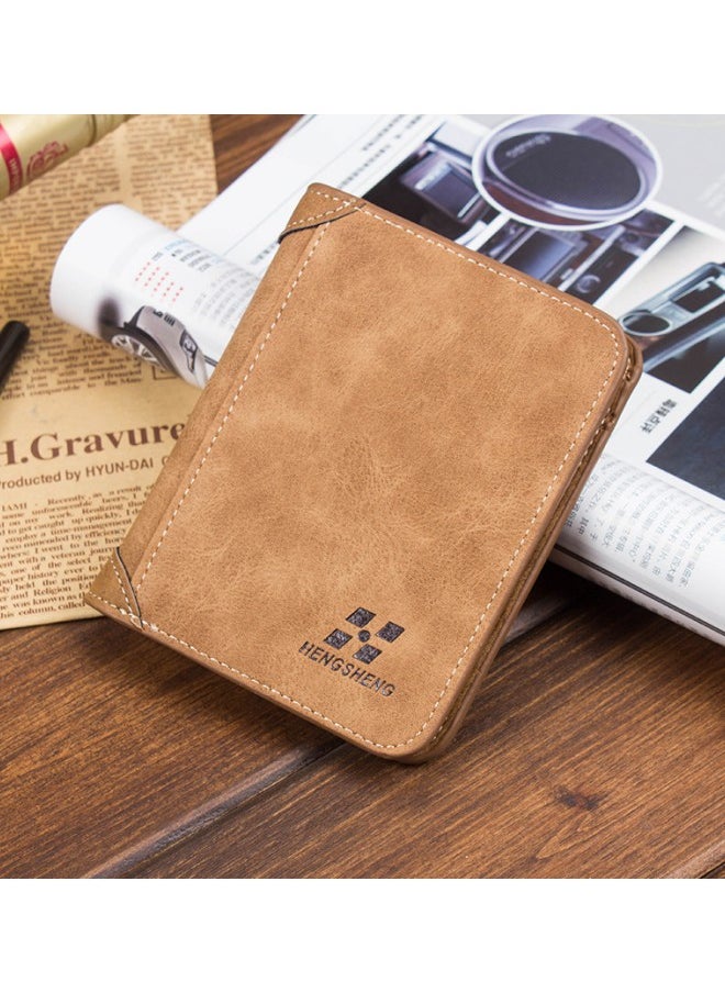 WAOKN - Men's European and American Style Retro Wallet Thin Fashion Casual Matte Leather Card Holder - Image 1