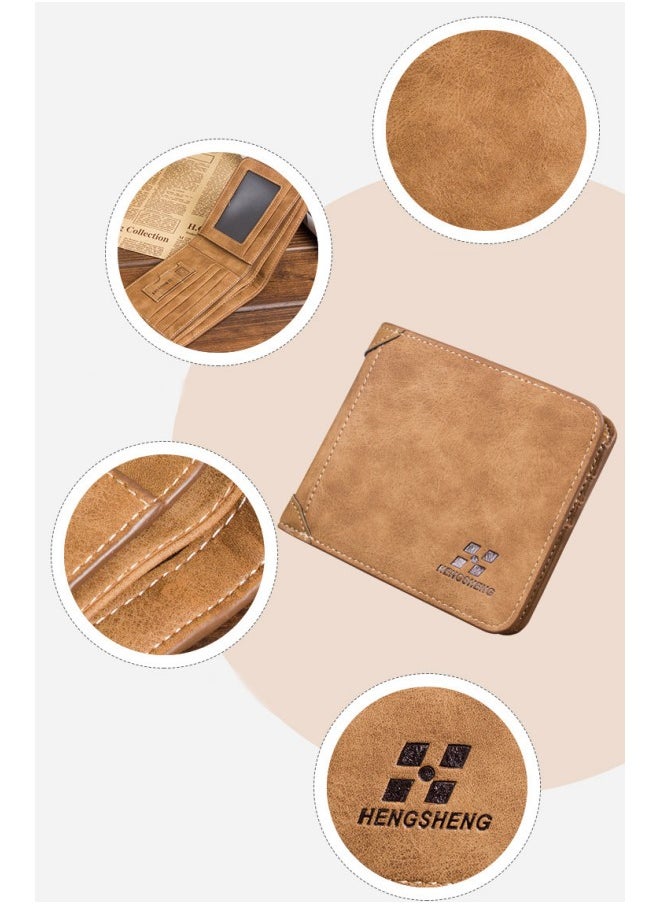 WAOKN - Men's European and American Style Retro Wallet Thin Fashion Casual Matte Leather Card Holder - Image 1
