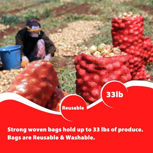 SRXES 24 Pack 20'' x 14'' Mesh Onion Bags, Reusable Drawstring Fresh Produce Storage Bags for Onions, Vegetables, Potatoes, Citrus, Crawfish Firewood - Image 5